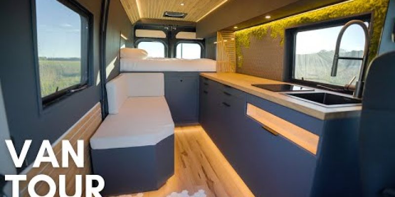 VAN TOUR | HIDDEN SHOWER | Luxury Modern Tiny Home On Wheels | VANLIFE DIY Stealth Camper Conversion